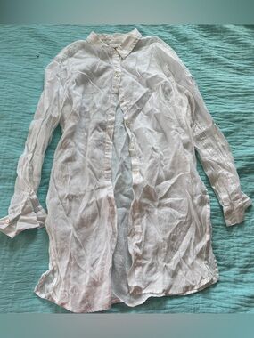 J. Jill White Linen Button Down Long Sleeve Large